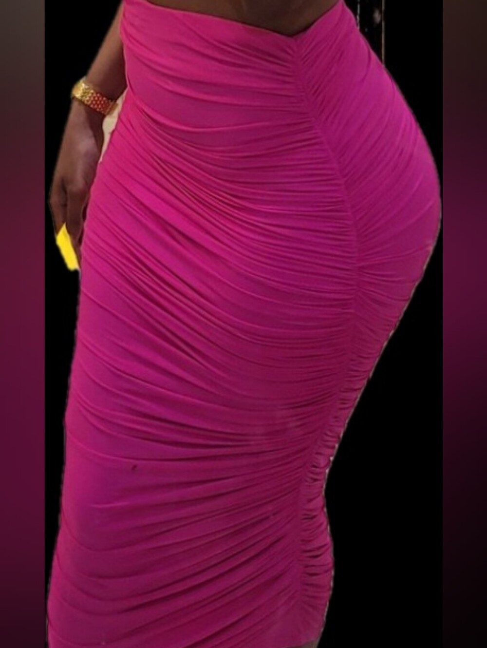 Fashion Nova Ruched Fuchsia Pencil Skirt